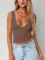 Wide Strap V-Neck Tank