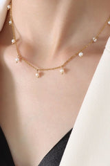 18K Gold - Plated Titanium Steel Pearl Necklace