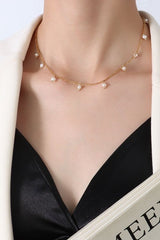 18K Gold - Plated Titanium Steel Pearl Necklace