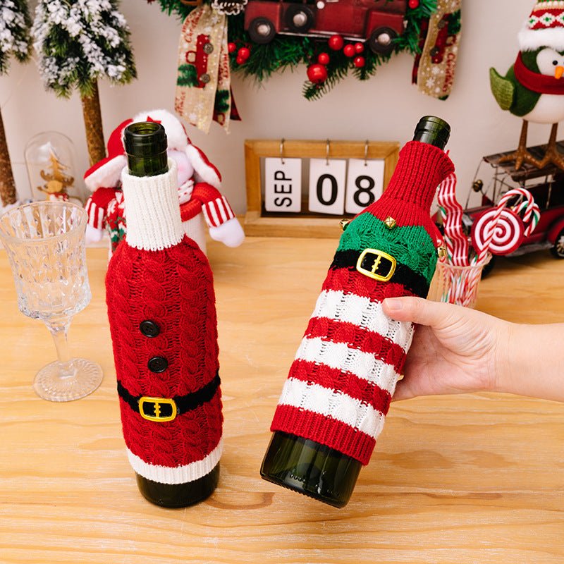 2-Piece Cable-Knit Wine Bottle Covers - Cute Little Wish