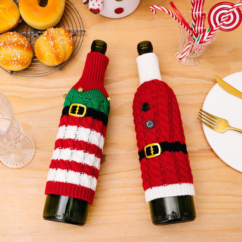 2-Piece Cable-Knit Wine Bottle Covers - Cute Little Wish