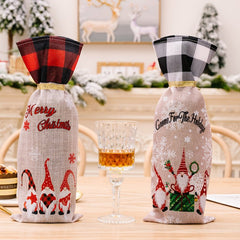 2-Piece Christmas Plaid Wine Bottle Covers - Cute Little Wish