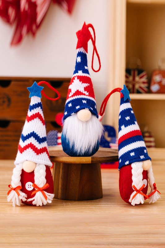 4-Piece Independence Day Knit Hanging Gnomes - Cute Little Wish