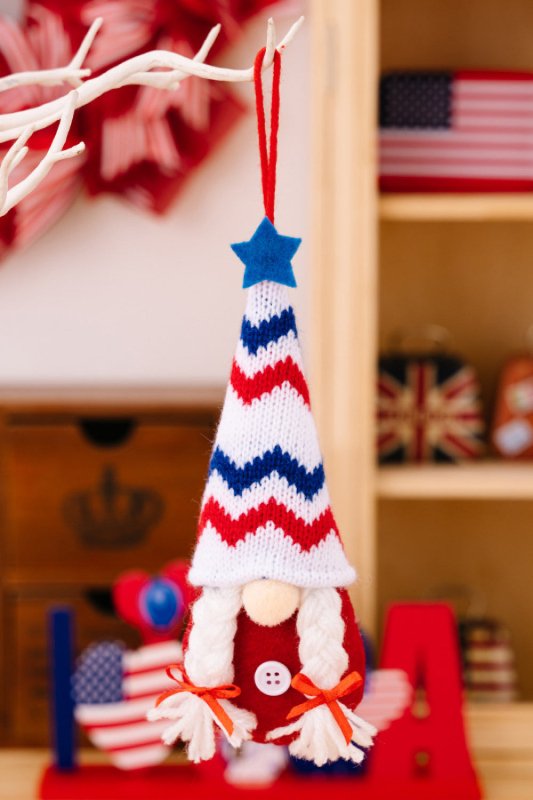 4-Piece Independence Day Knit Hanging Gnomes - Cute Little Wish