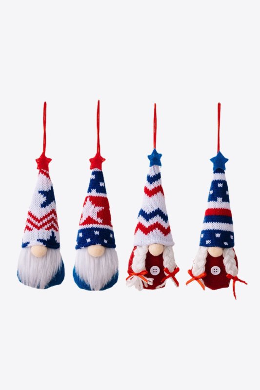 4-Piece Independence Day Knit Hanging Gnomes - Cute Little Wish