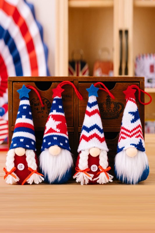 4-Piece Independence Day Knit Hanging Gnomes - Cute Little Wish