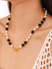 Stainless Steel Agate Shell Bead Necklace