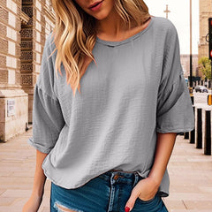 Full Size Round Neck Half Sleeve T-Shirt Plus Size