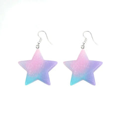 Fairy Kei Fashion Resin Earrings Glitter Star Drop Earrings