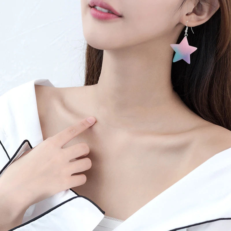 Fairy Kei Fashion Resin Earrings Glitter Star Drop Earrings