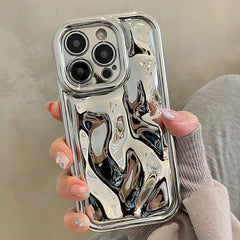 Futuristic Molten Silver Mirror iPhone Case