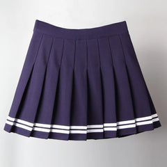 Academia School Girl Navy Pleated Mini Skirts - Cute Little Wish