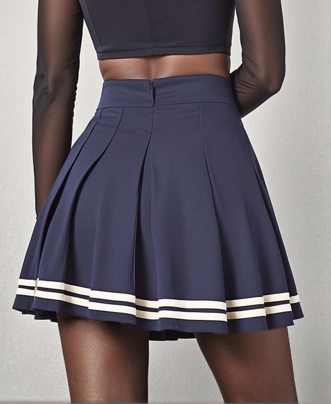 Academia School Girl Navy Pleated Mini Skirts - Cute Little Wish