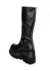 Acubi Aesthetic Black Wedge Boots - Cute Little Wish