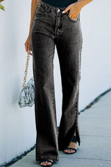 Side Slit Jeans with Pockets