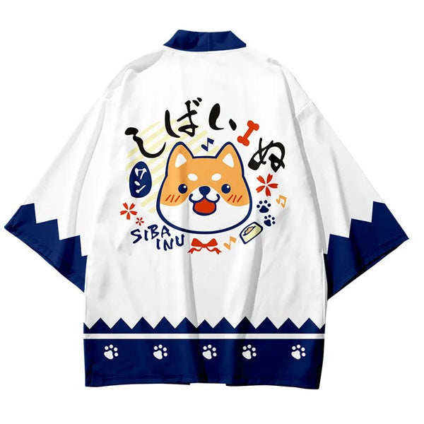 Anime Shiba Inu Printed Kimono - Traditional Japanese Yukata Cosplay