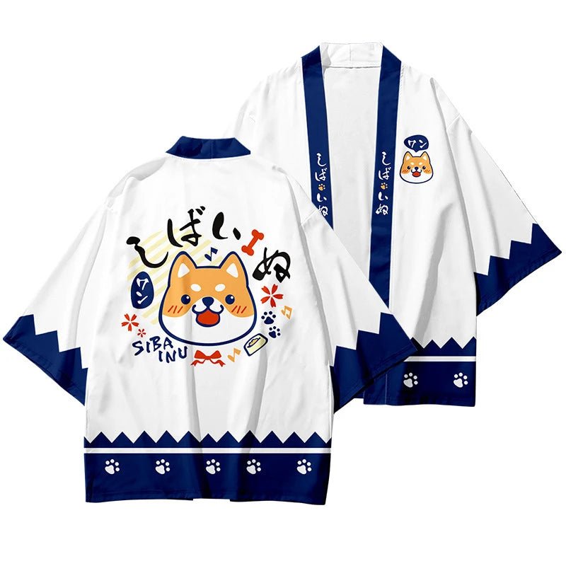 Anime Shiba Inu Printed Kimono - Traditional Japanese Yukata Cosplay - Cute Little Wish