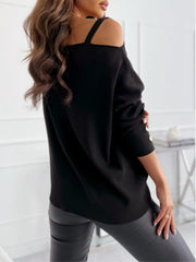 Asymmetrical Neck Buttoned Top - Cute Little Wish