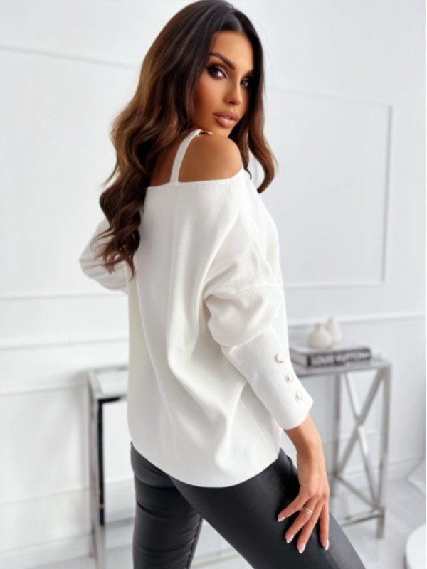 Asymmetrical Neck Buttoned Top - Cute Little Wish