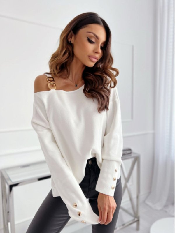 Asymmetrical Neck Buttoned Top - Cute Little Wish