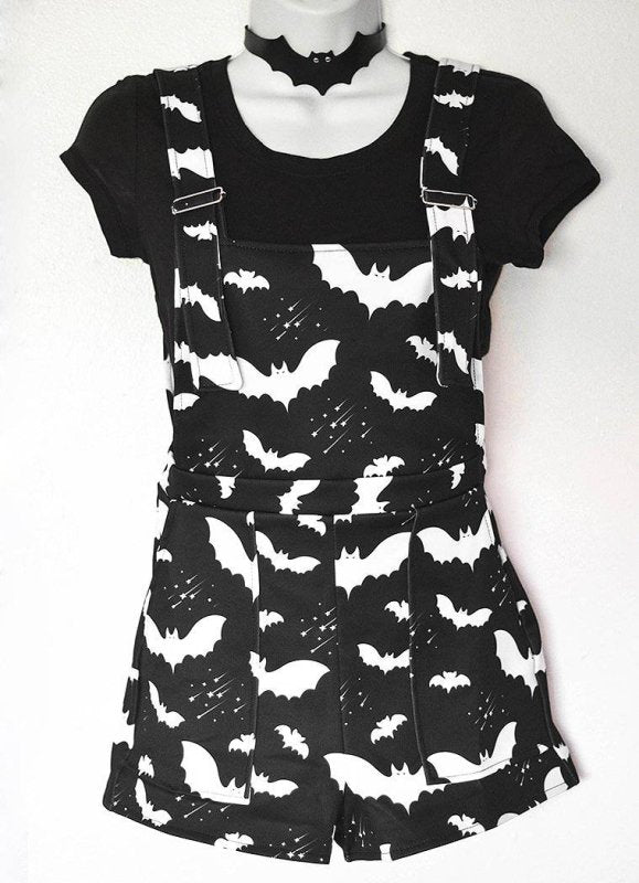 Bat Pattern Gothic Overalls