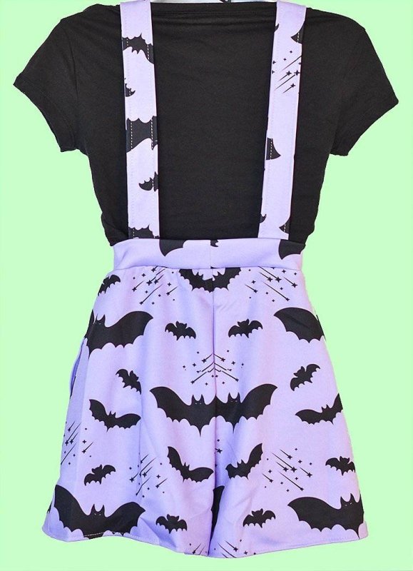 Bat Pattern Gothic Overalls