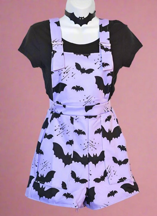 Bat Pattern Gothic Overalls