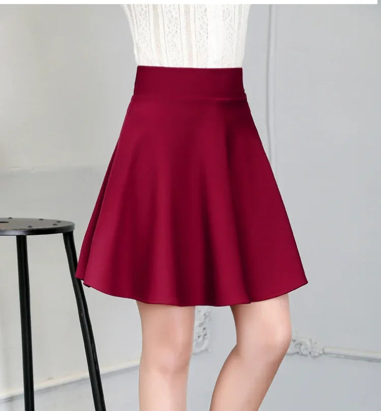 Bold Crimson Skater Skirt - Cute Little Wish