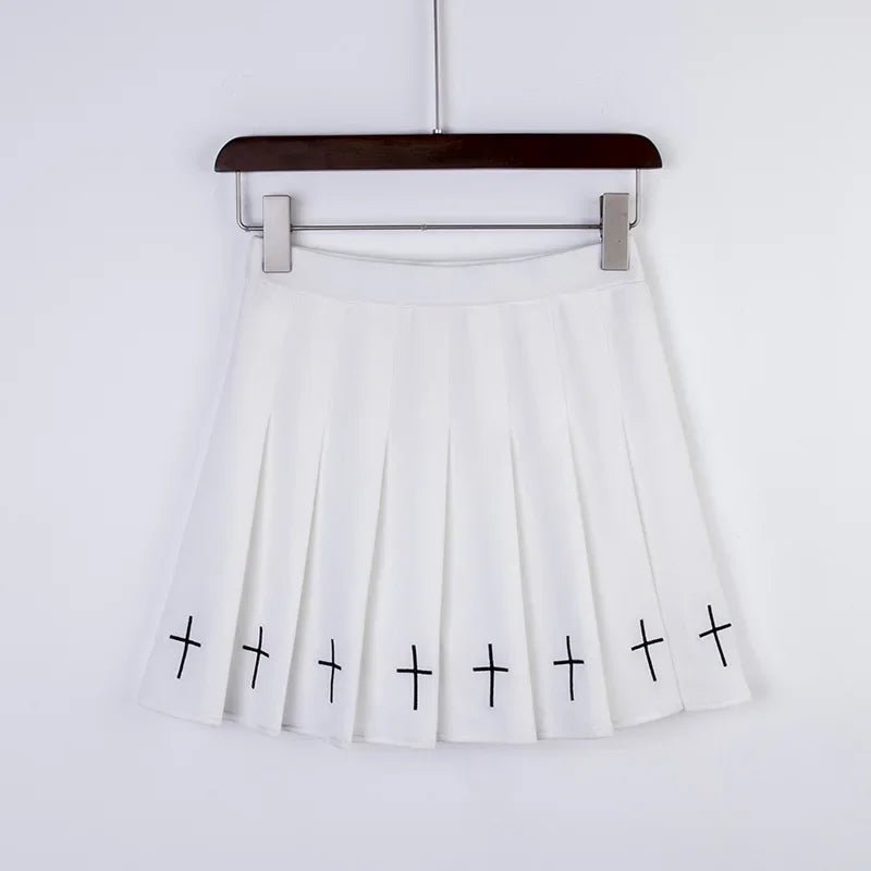 Bubble Goth White Pleated Skirt - Cute Little Wish