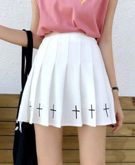 Bubble Goth White Pleated Skirt - Cute Little Wish