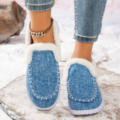 Canvas Round Toe Flat Slip - Ons