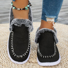 Canvas Round Toe Flat Slip - Ons