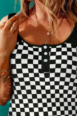 Checkered Buttoned Tank - Cute Little Wish