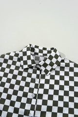 Checkered Collared Neck Long Sleeve Shirt