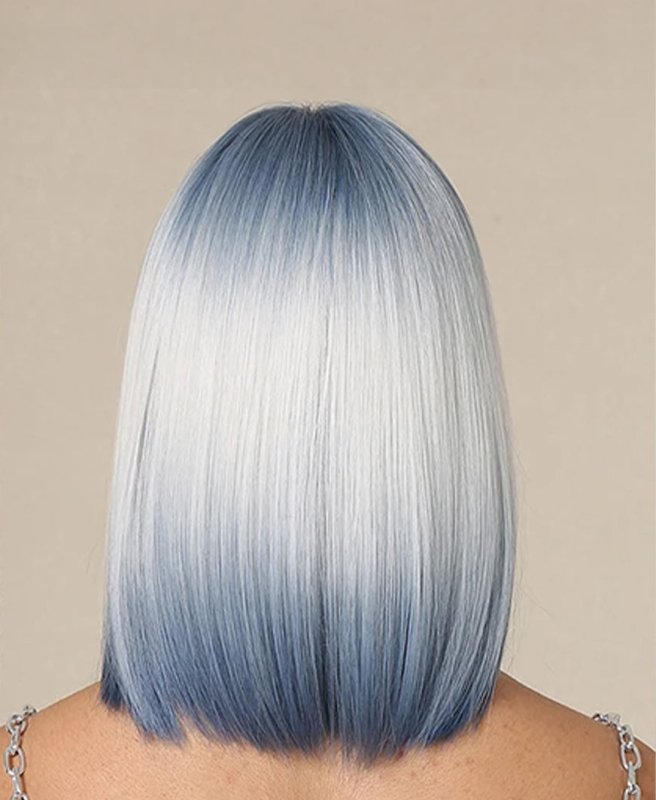 Chic Pastel Blue Bob Wig with Full Bangs – Fashionable Synthetic Style - Cute Little Wish