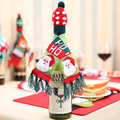 Christmas Hat and Scarf Wine Bottle Decoration - Cute Little Wish