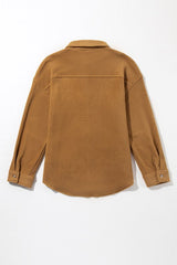 Collared Neck Long Sleeve Fleece Shacket