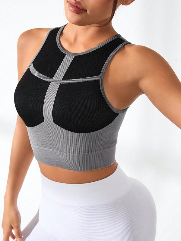 Color Block Round Neck Active Tank - Cute Little Wish