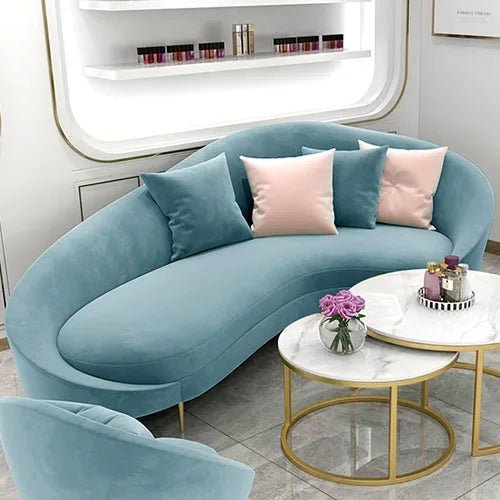 Contemporary Lounge Set with Sectional Sofa, Marble Coffee Table, and Ottomans - Cute Little Wish