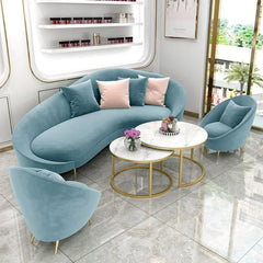 Contemporary Lounge Set with Sectional Sofa, Marble Coffee Table, and Ottomans - Cute Little Wish