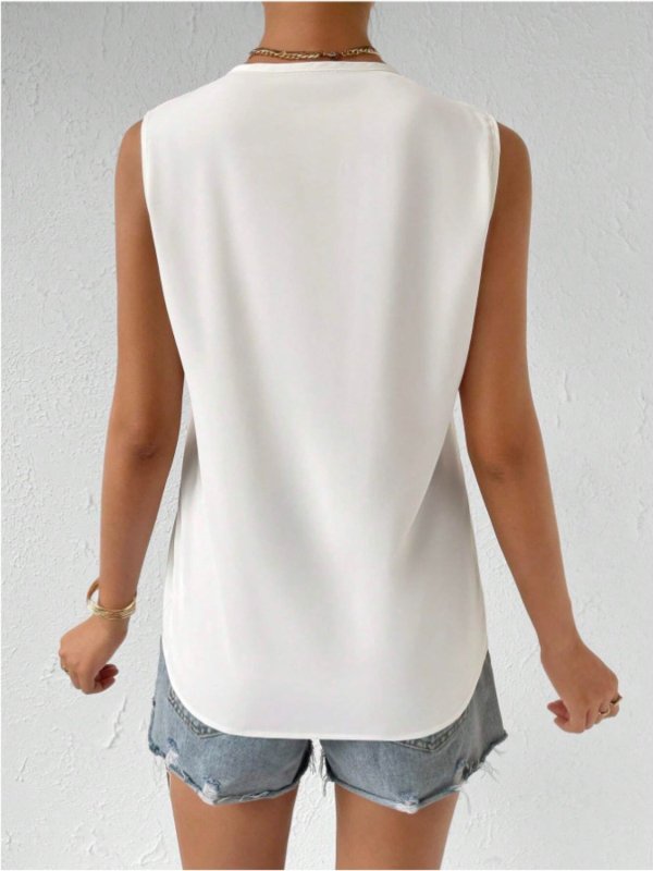 Contrast Geometric V-Neck Tank - Cute Little Wish