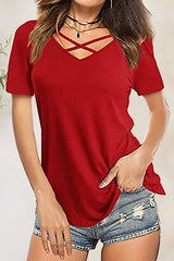 Crisscross Short Sleeve T-Shirt - Cute Little Wish