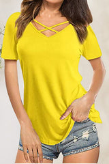 Crisscross Short Sleeve T-Shirt - Cute Little Wish