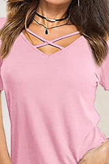 Crisscross Short Sleeve T-Shirt - Cute Little Wish