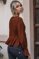 Cropped V-Neck Long Sleeve Blouse - Cute Little Wish