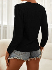 Cutout Long Sleeve Round Neck Top - Cute Little Wish