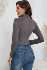 Cutout Mock Neck Long Sleeve Bodysuit - Cute Little Wish