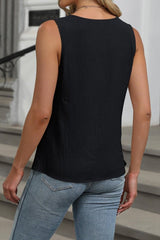 Cutout Round Neck Tank - Cute Little Wish