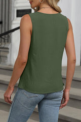 Cutout Round Neck Tank - Cute Little Wish