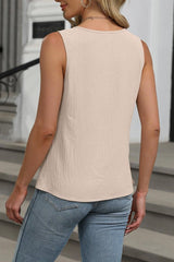 Cutout Round Neck Tank - Cute Little Wish